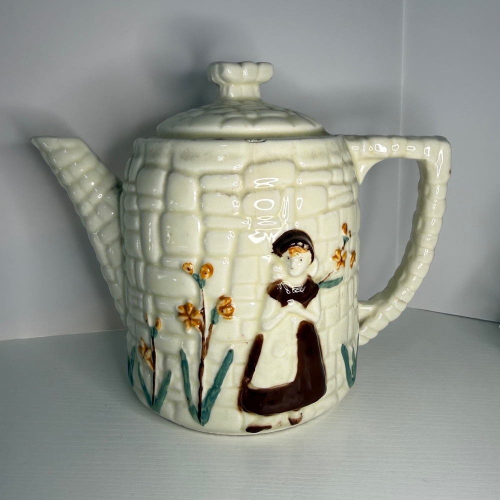 Vintage Porcelains Vitreous China Tea Pot Figural Woman Floral Design